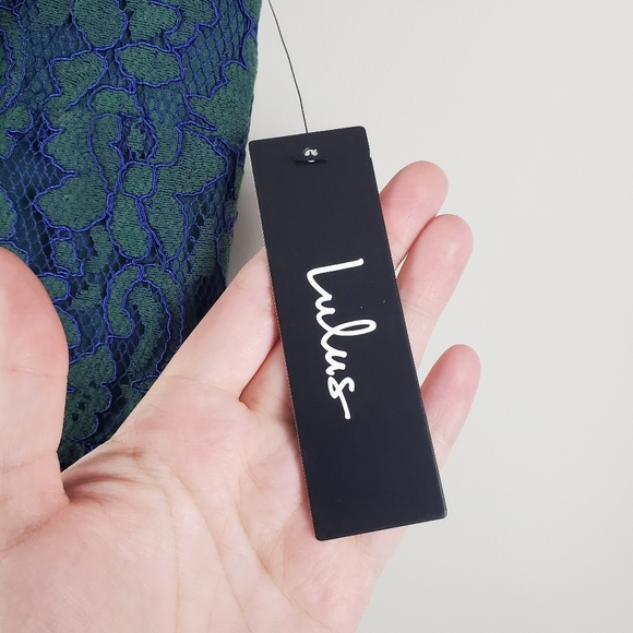 Lulus Blue Green Lace Dress Size XS NWT - Picture 3 of 6